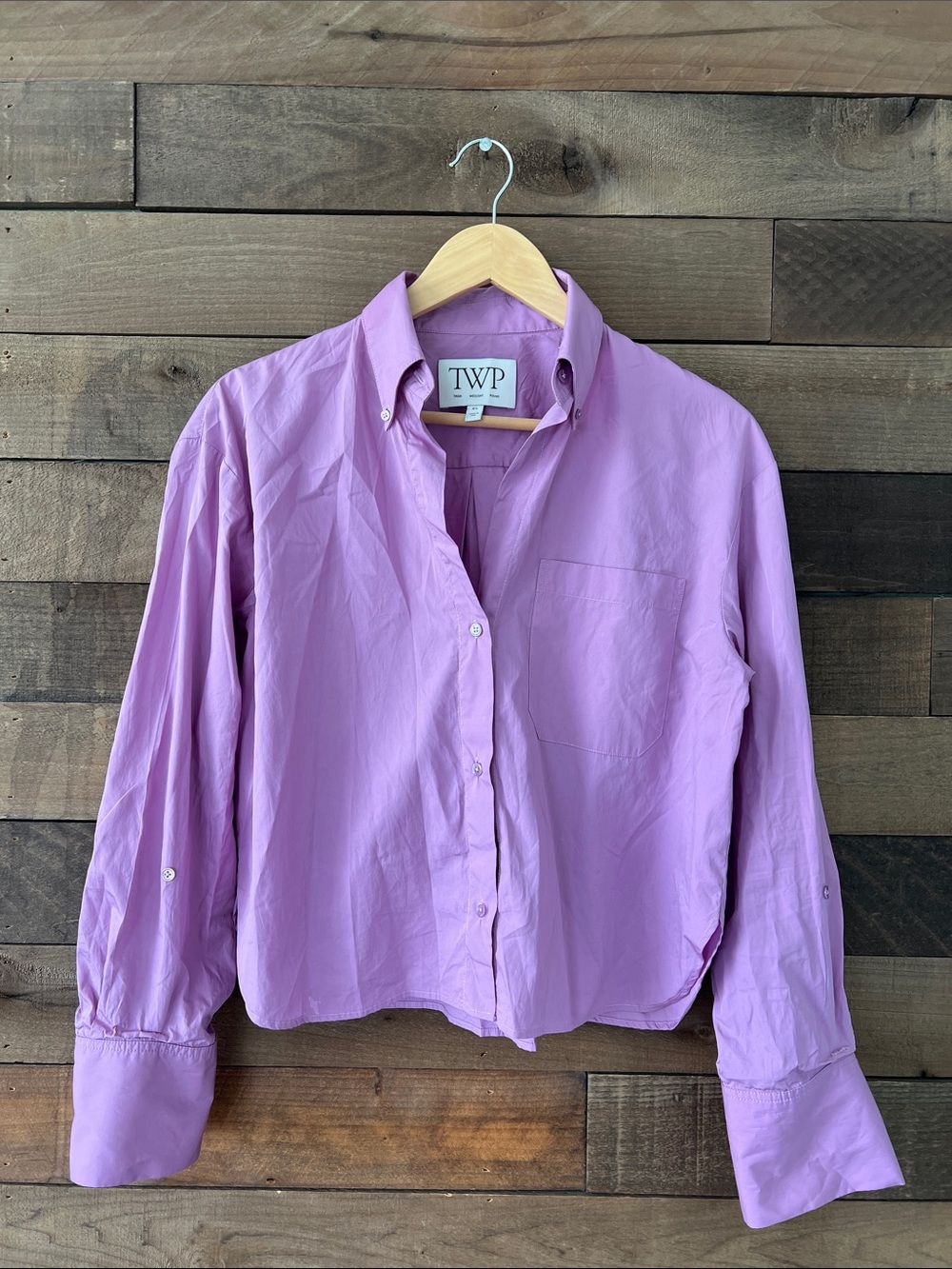 Trish Wescoat Pound Women's Cotton Button Down Shirt Top in Purple Size XS